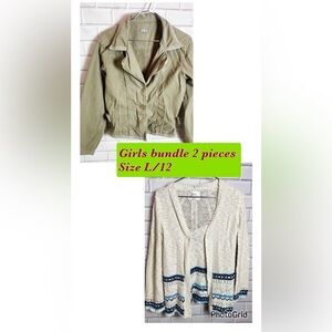 Girls Bundle 2 Pieces girls jacket & Cardigan casual layering chic style /L